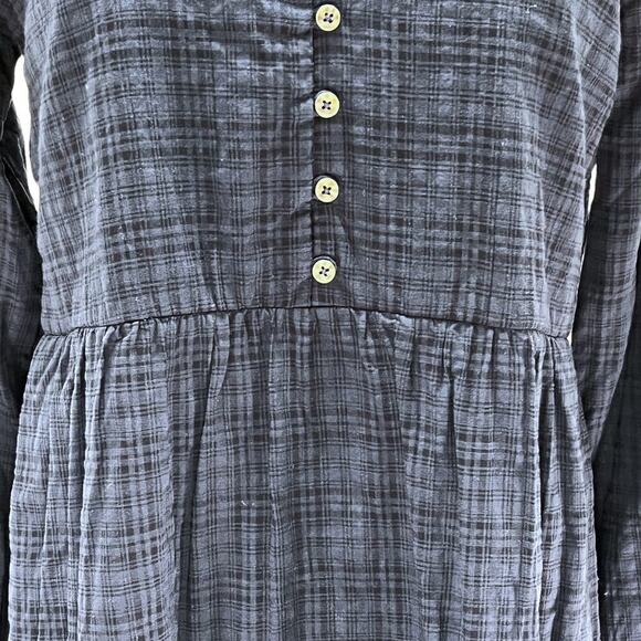 Copper Key Plaid Long Sleeve Smocked Tiered Dress Blue Juniors Small NWT - Picture 6 of 12